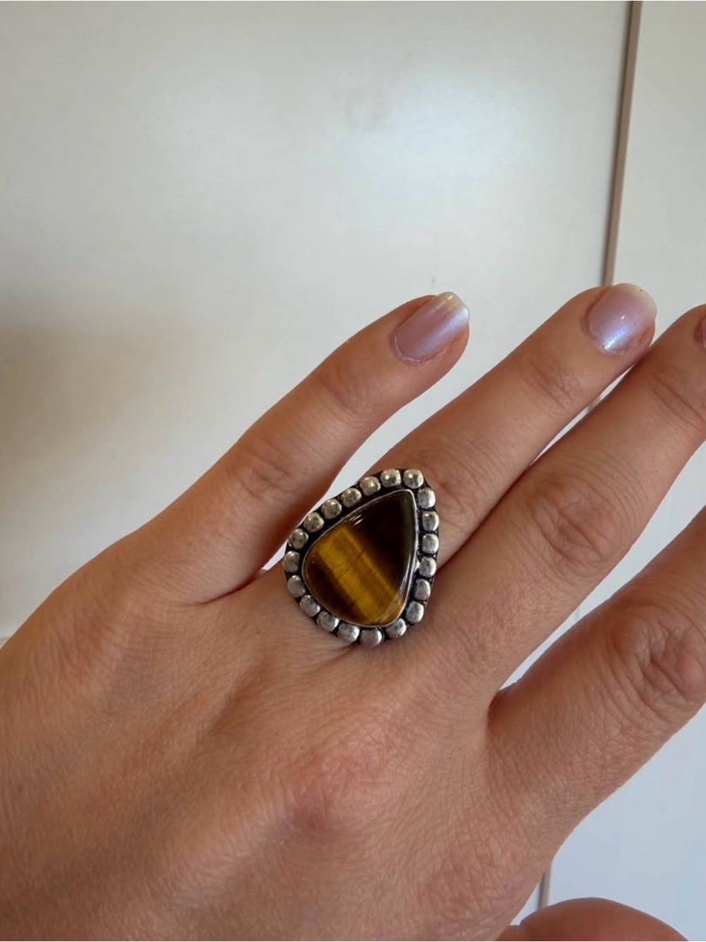 Sterling Silver Teardrop Tiger's Eye Ring